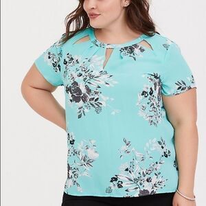 Torrid aqua floral georgette blouse top 1 1x